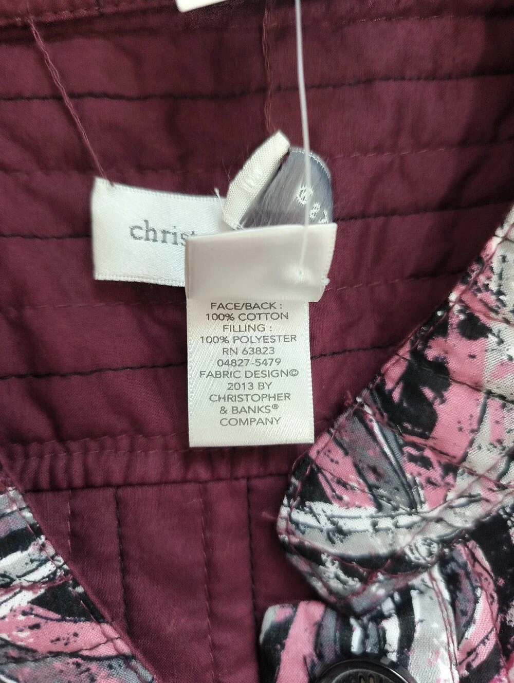 Christopher & Banks Quilted Reversible Button-Front Jacket NWT